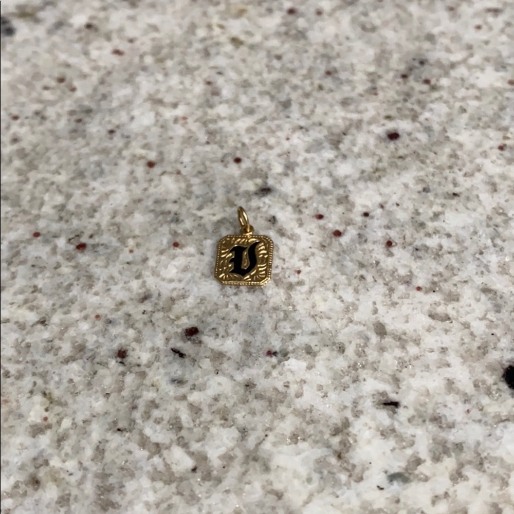 14K gold letter “V” pendent
